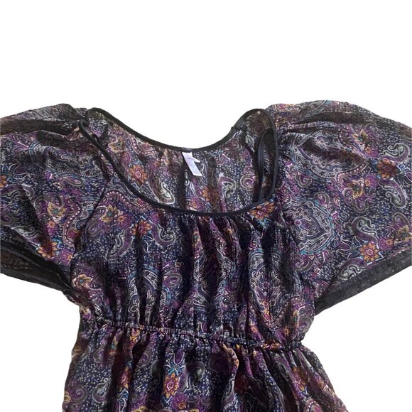 Xhilaration Womens Paisley Mini Dress-Black/Multicolor-Size Small-GUC - Picture 2 of 12